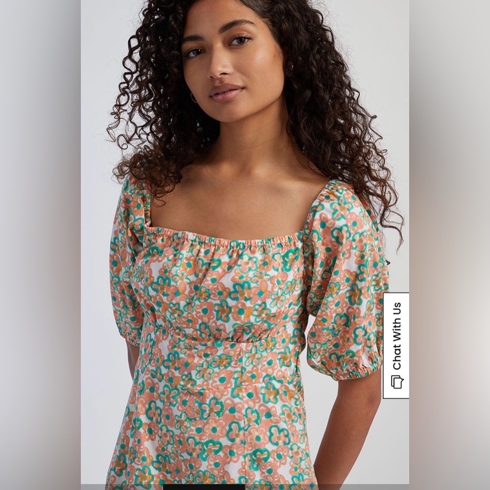 Obey Cleo Floral Mini Dress with Puff Sleeves - Picture 2 of 8